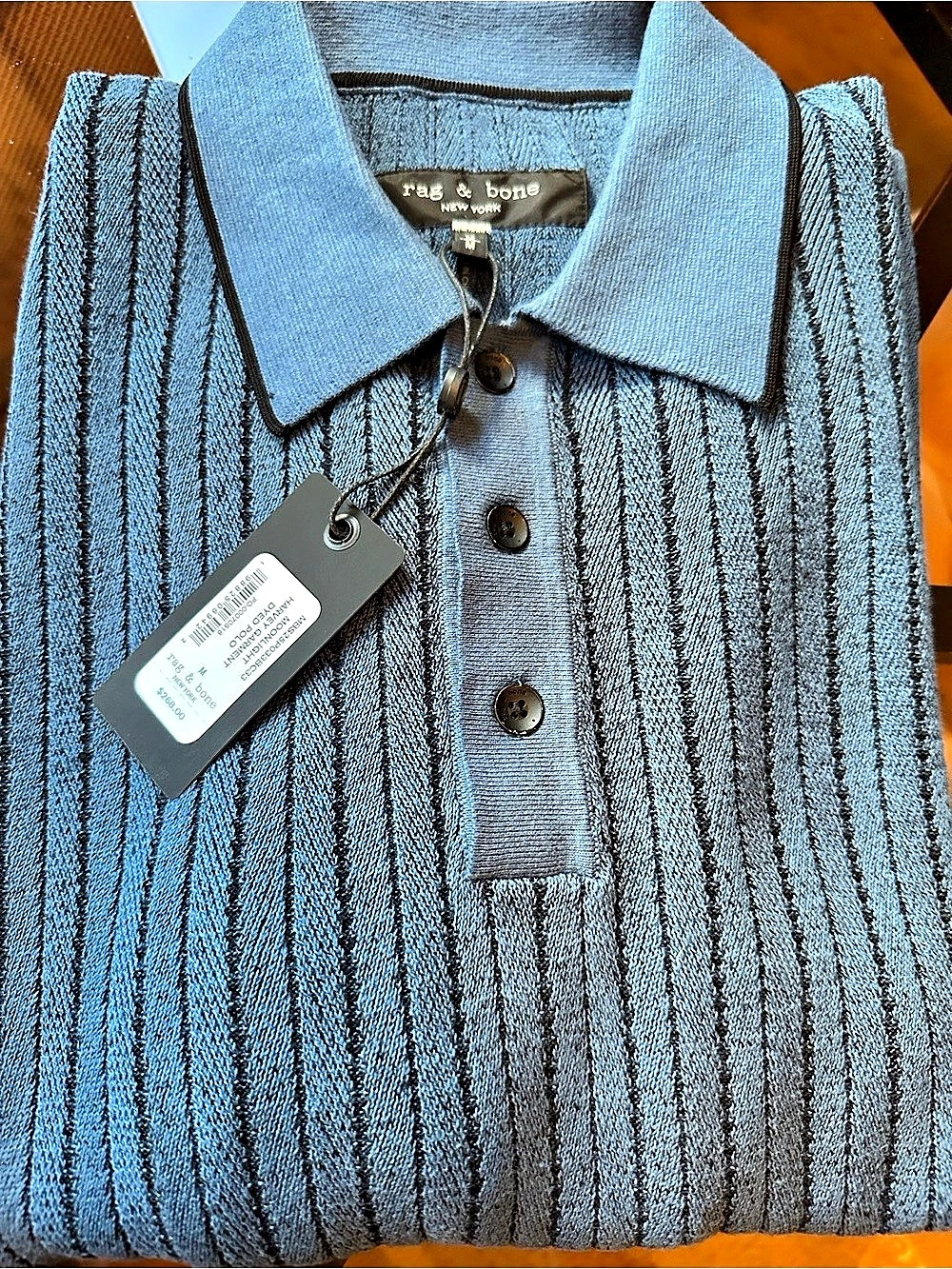 rag & bone knit Polo in Blue Size Medium NWT